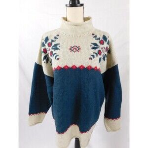 EDDIE BAUER WOOL BLEND HIGH NECK VINTAGE SWEATER SZ LARGE